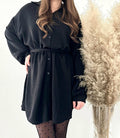 Long Bluse Basic Schwarz