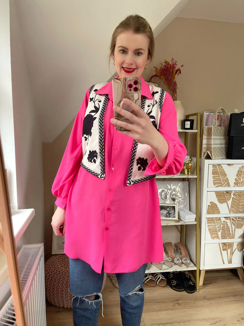 Cropped Weste Flower Schwarz