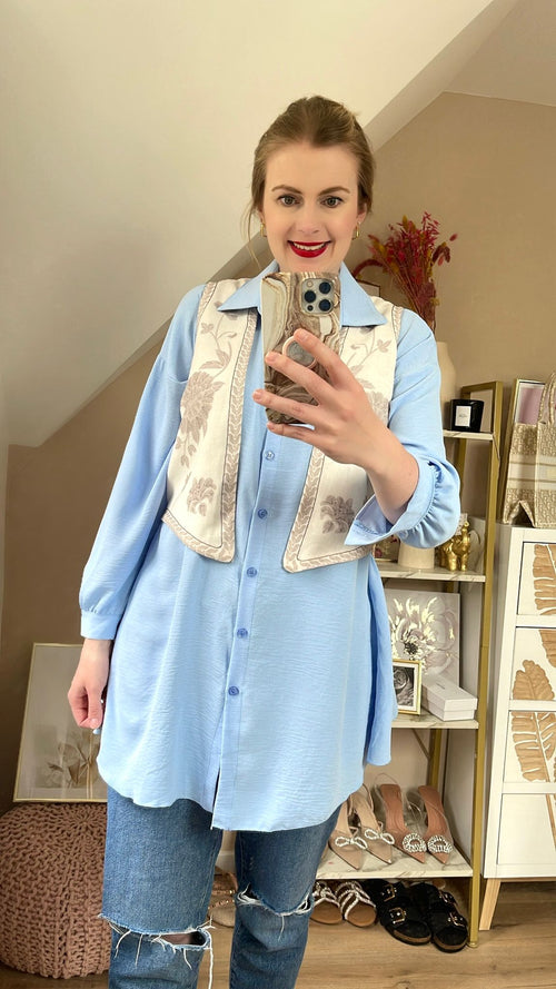 Cropped Weste Flower Beige