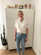 Cropped Bluse Basic Weiß