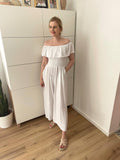 Baumwoll Jumpsuit Off Shoulder Weiß