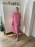 Musselin Maxikleid Kurzarm Streifen Rosa/Pink