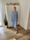 Musselin Maxikleid Kurzarm Blau