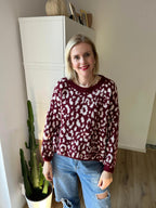 Pullover Leo Weinrot/Weiß