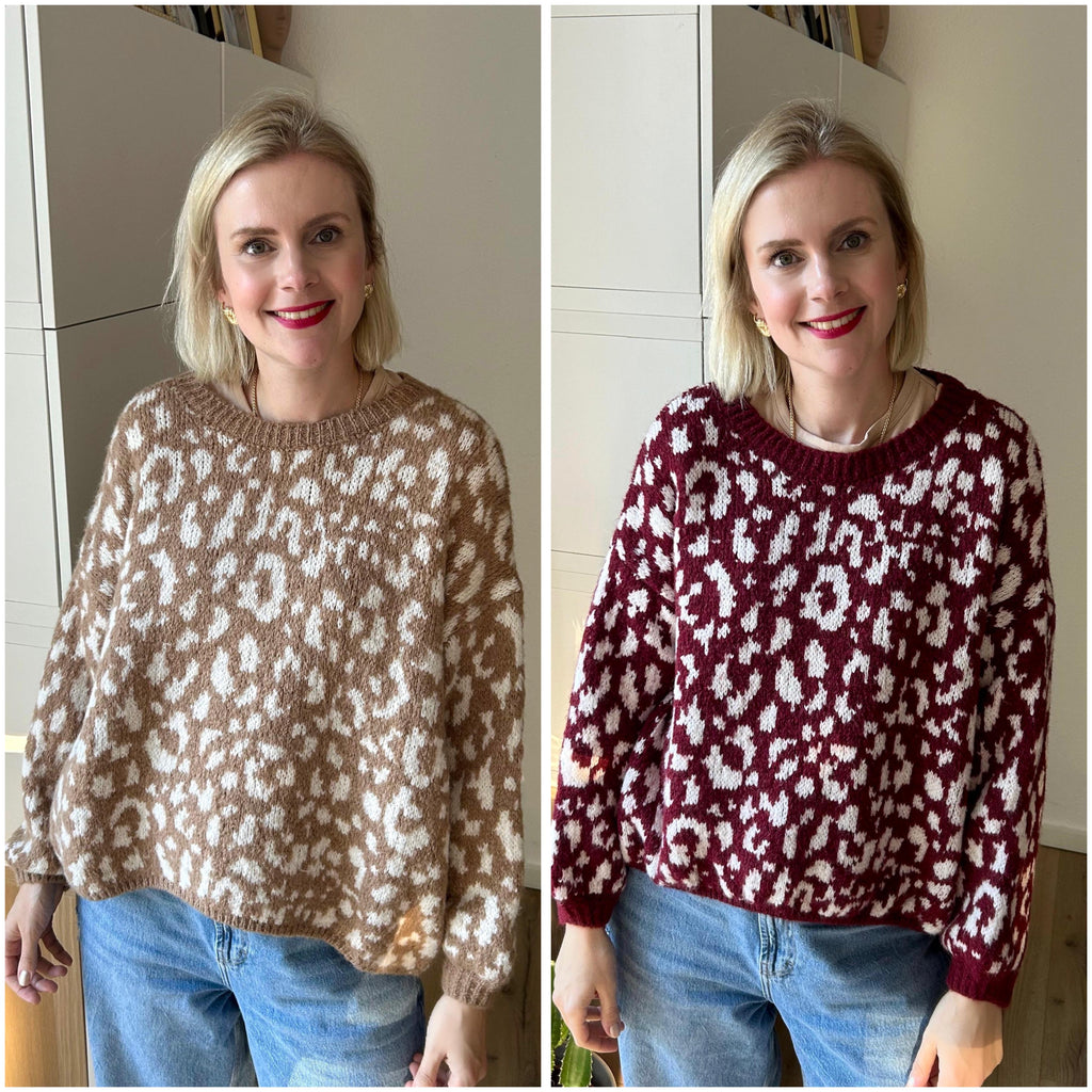 Pullover Leo Weinrot/Weiß