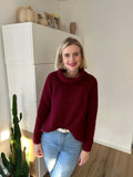 Cozy Rollkragen Pullover Weinrot