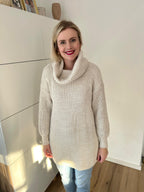 Rollkragen Strickpullover Creme