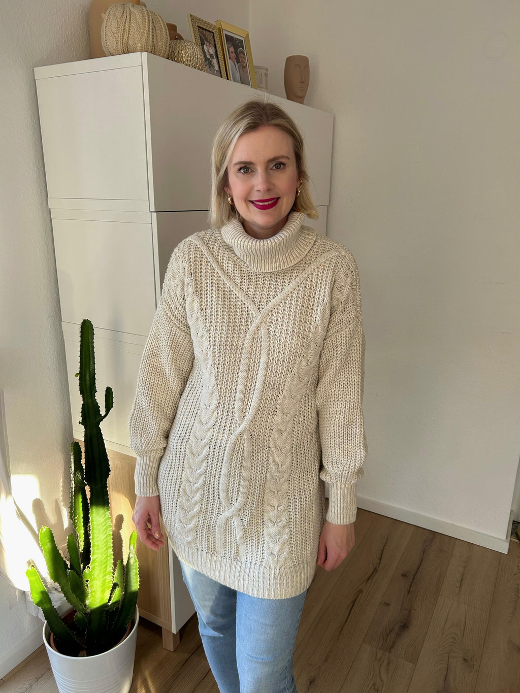 Strickpullover Zopf Creme