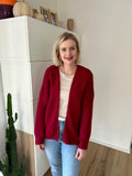 Cardigan Midi Weinrot