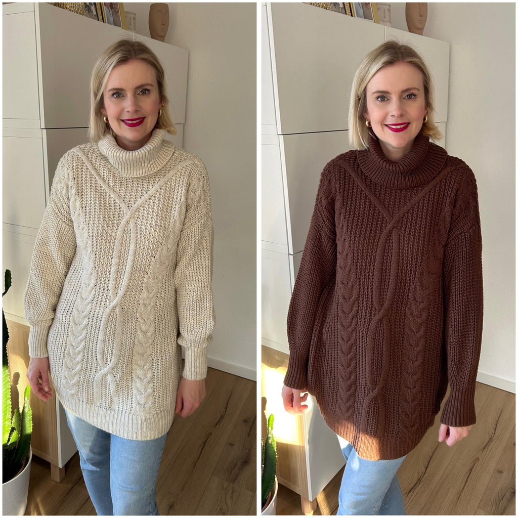 Strickpullover Zopf Creme
