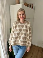 Pullover Herzchen Beige/Taupe