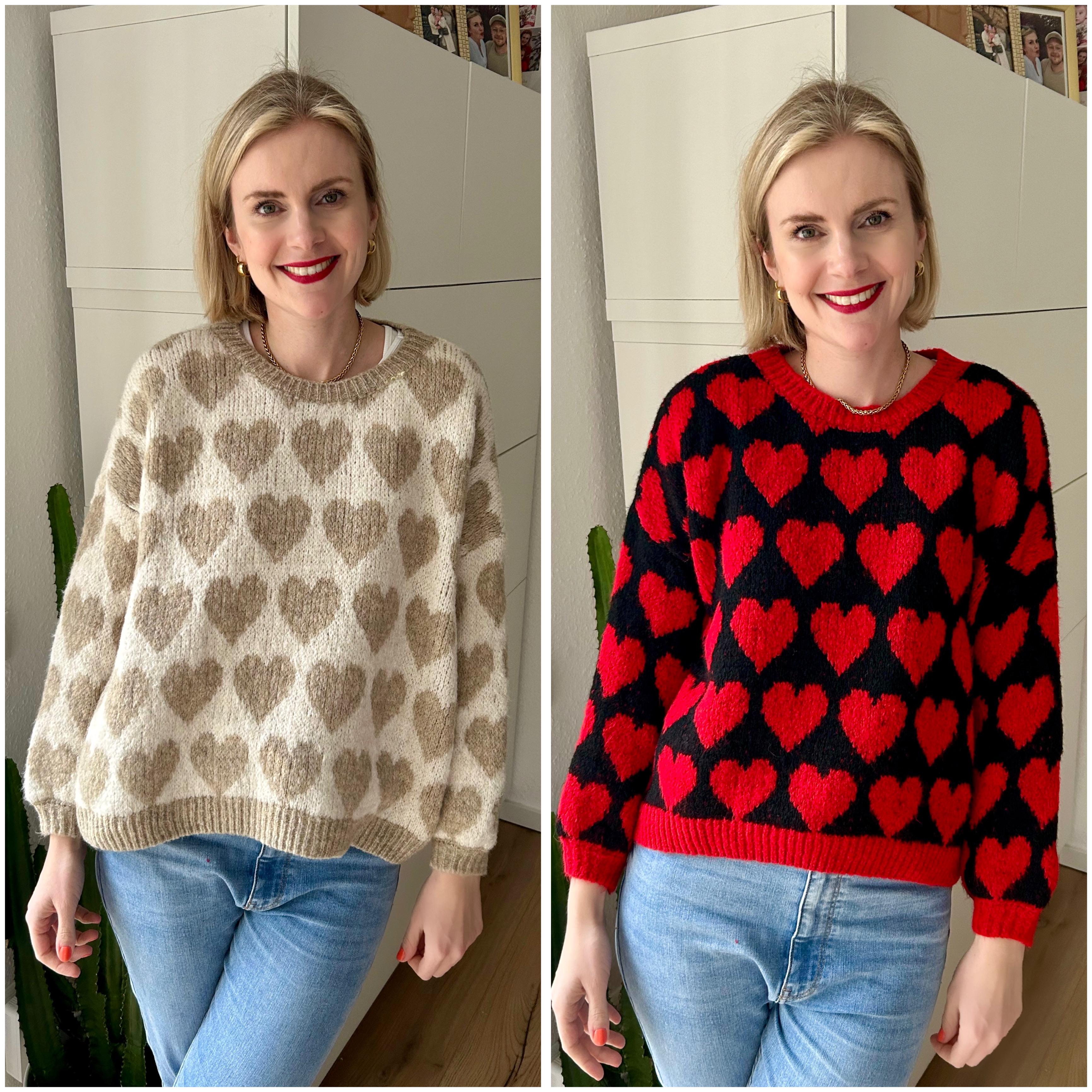 Pullover Herzchen Beige/Taupe