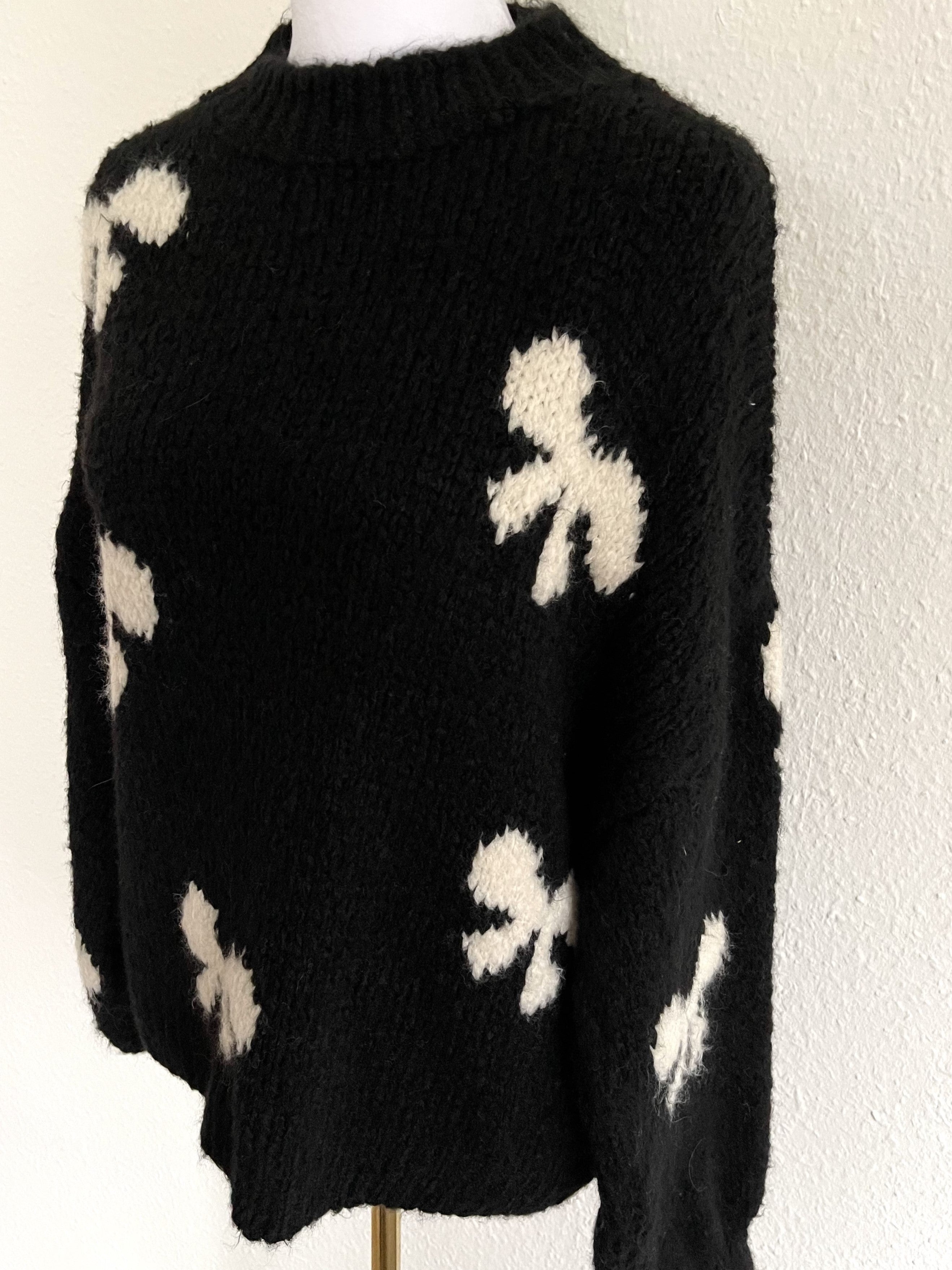 Pullover Schleifchen Schwarz/Weiß