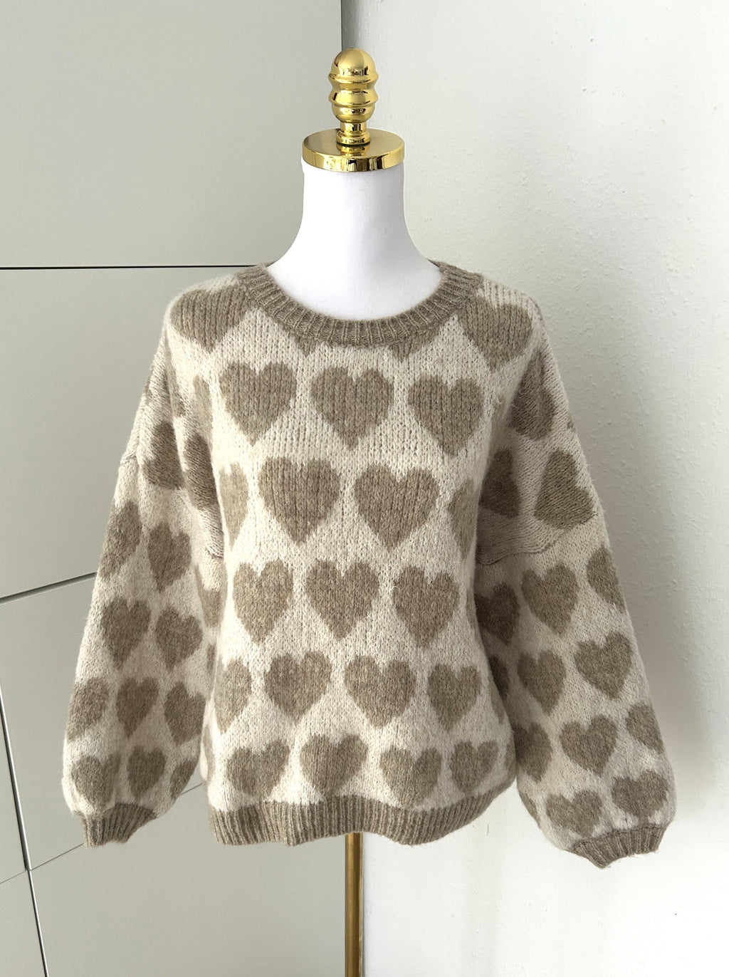 Pullover Herzchen Beige/Taupe