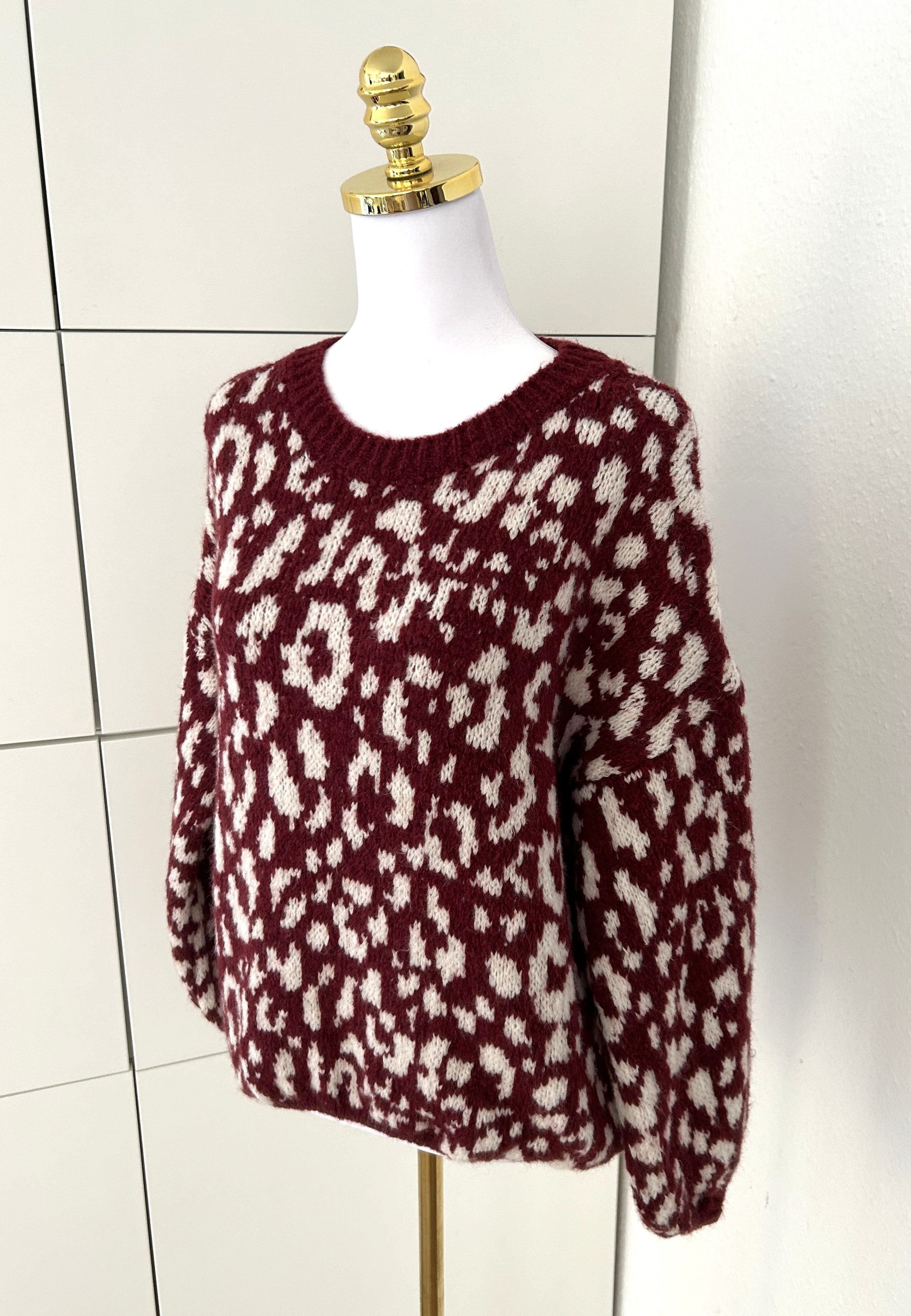 Pullover Leo Weinrot/Weiß