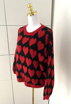 Pullover Herzchen Schwarz/Rot