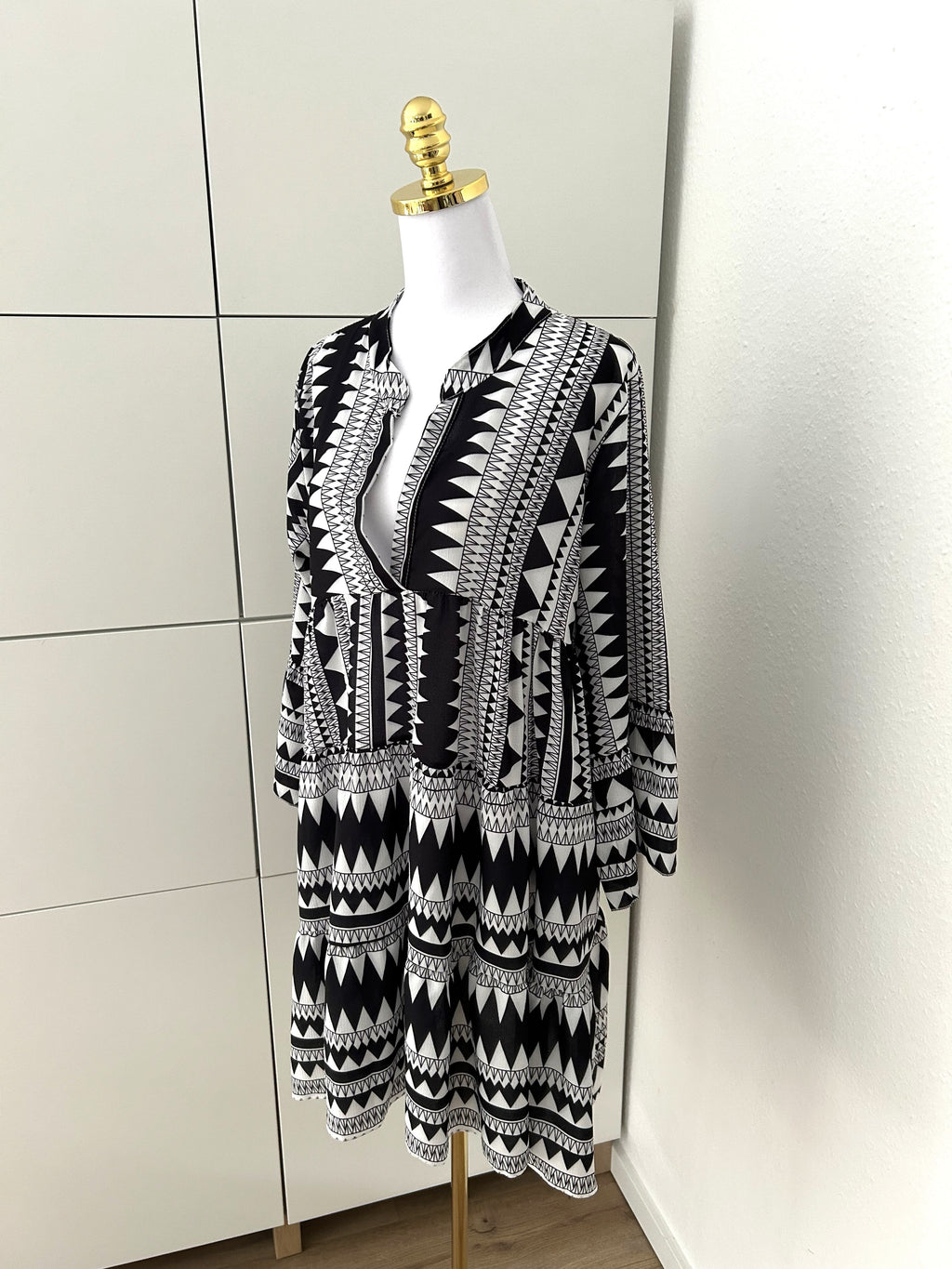 Tunika Azteken Schwarz/Weiß