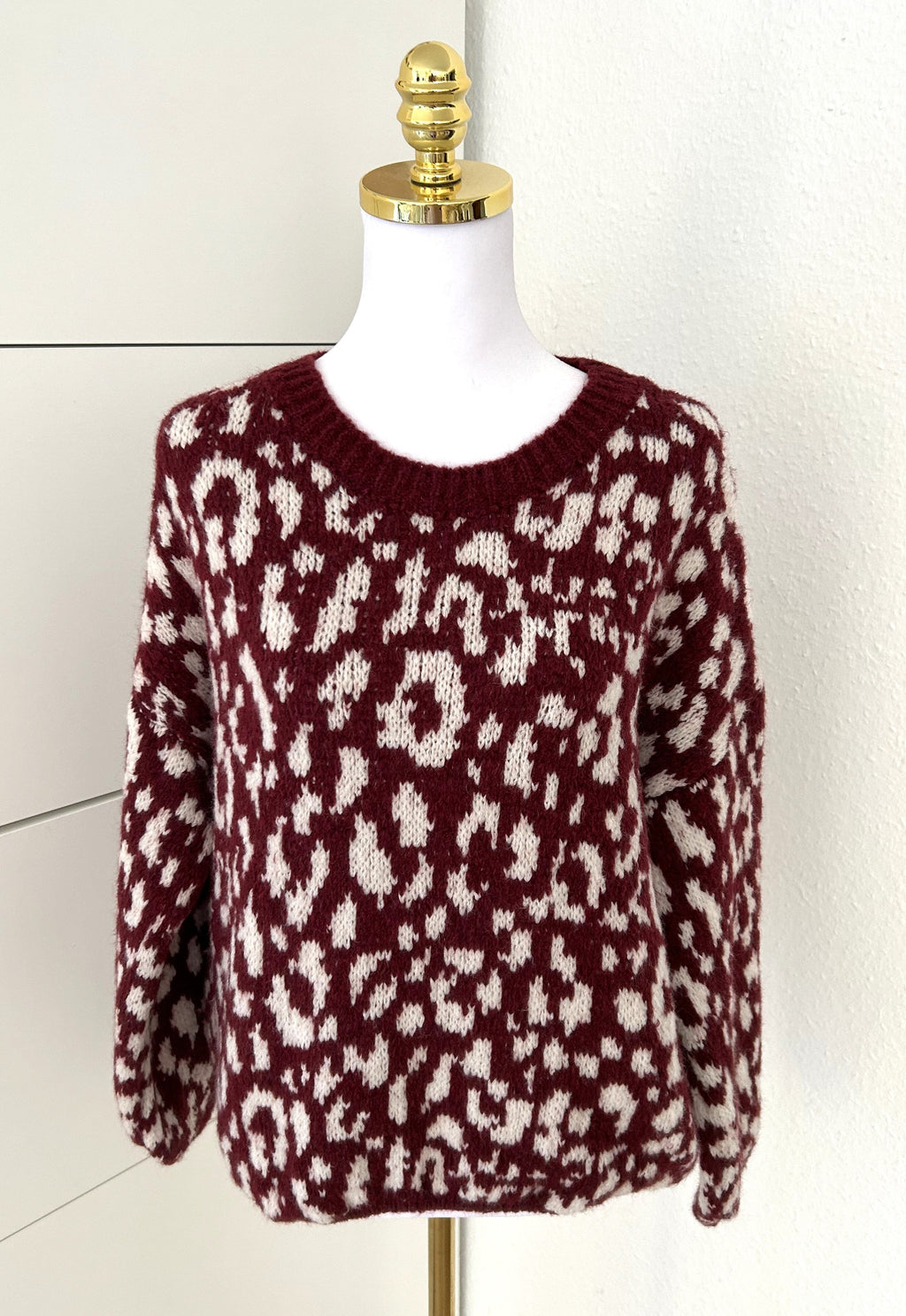 Pullover Leo Weinrot/Weiß