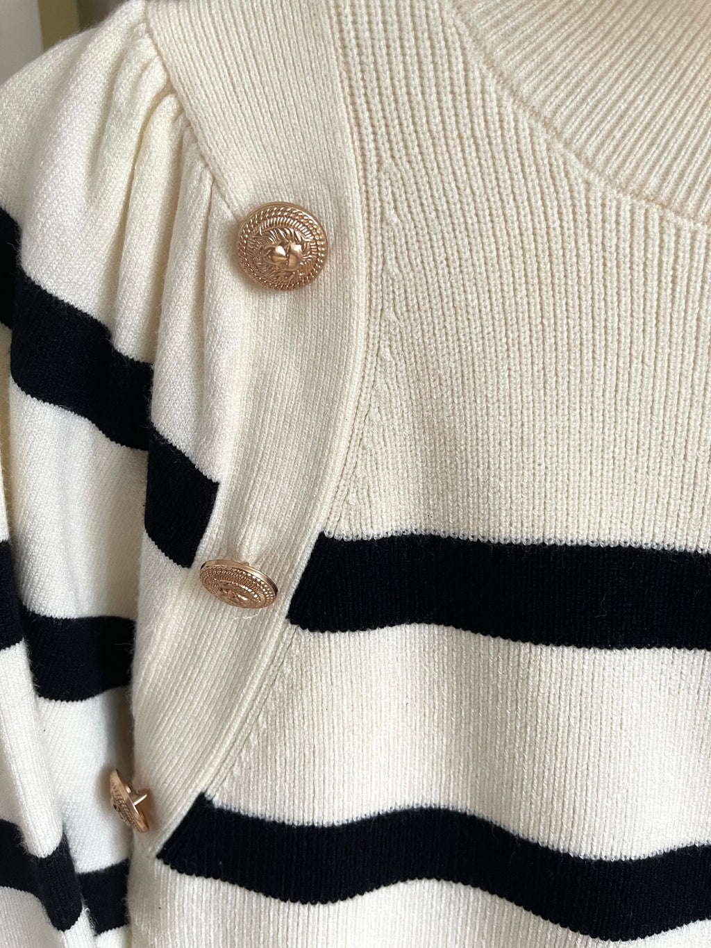 Pullover Streifen Creme/ Schwarz