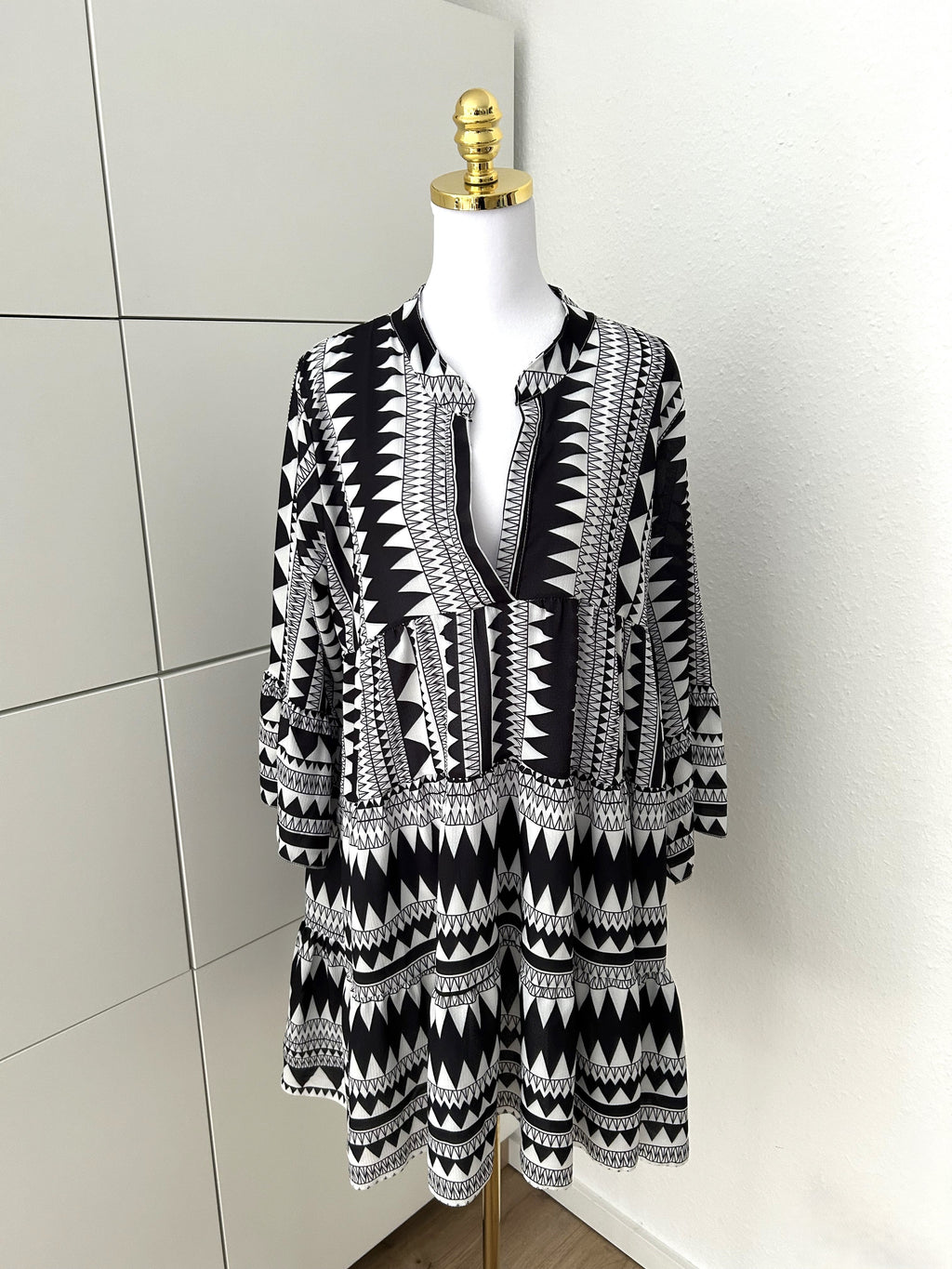 Tunika Azteken Schwarz/Weiß