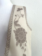 Cropped Weste Flower Beige