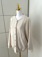 Tweed Bomber Jacke Creme