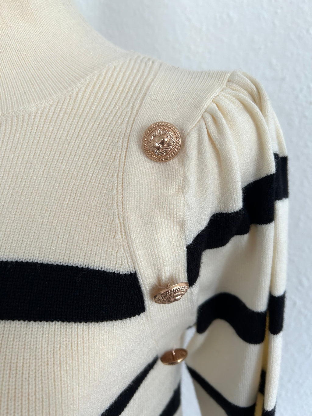 Pullover Streifen Creme/ Schwarz