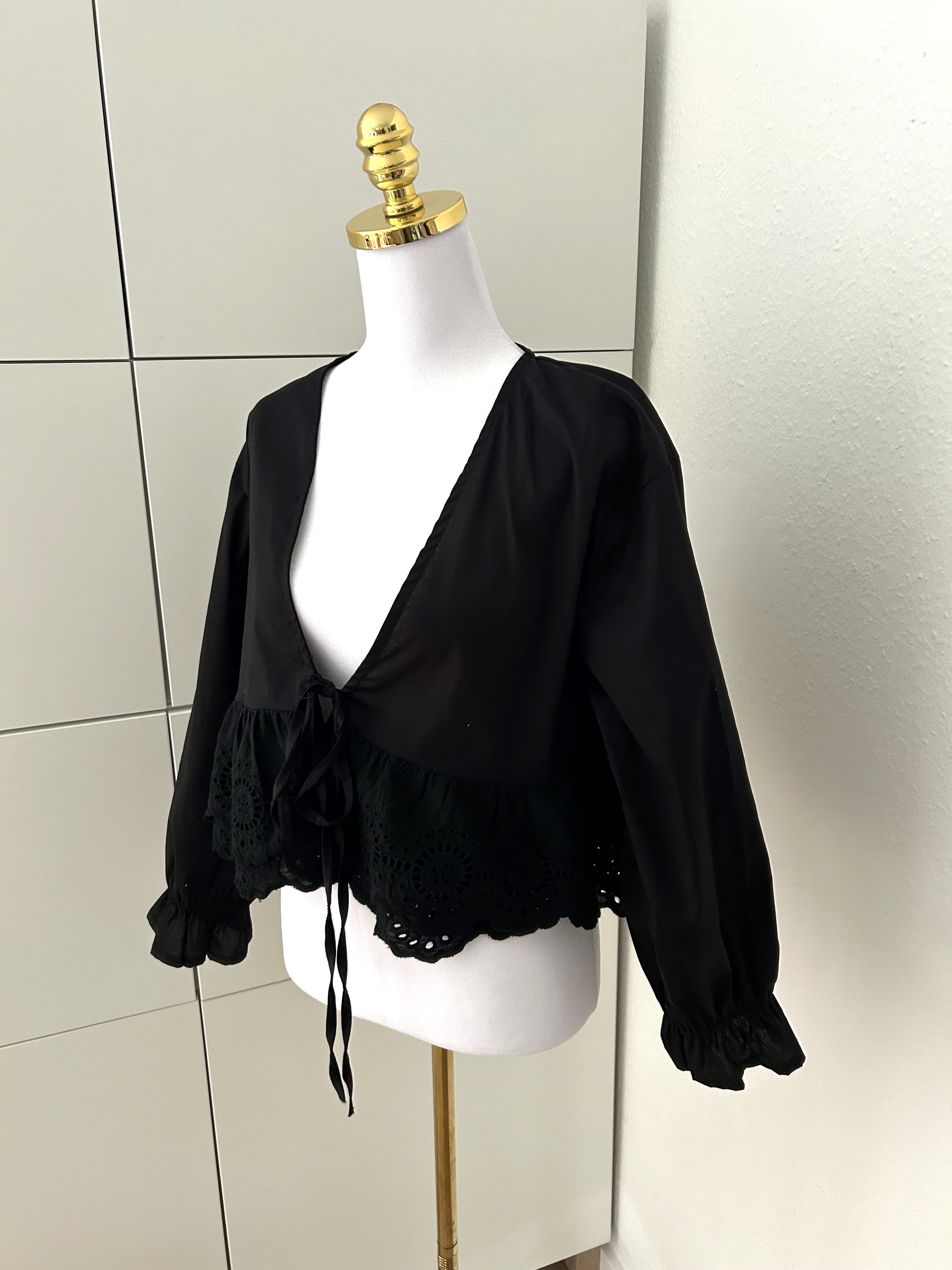 Schleifchen Bluse Schwarz