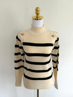 Pullover Streifen Creme/ Schwarz