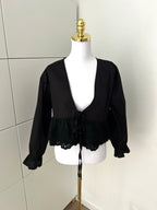 Schleifchen Bluse Schwarz