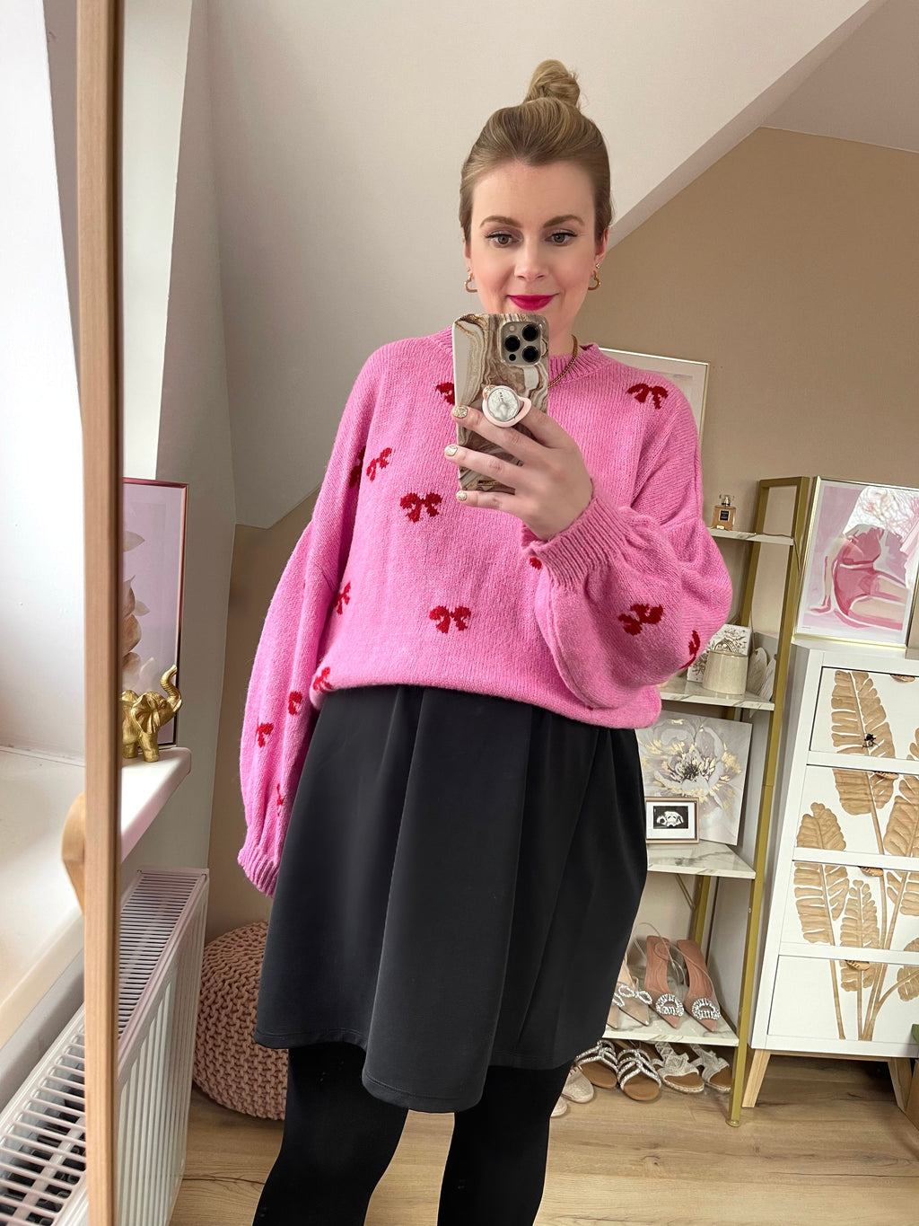 Pullover Schleifchen Pink/Rot