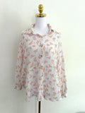 Musselin Bluse Flower Midi Weiß/Orange