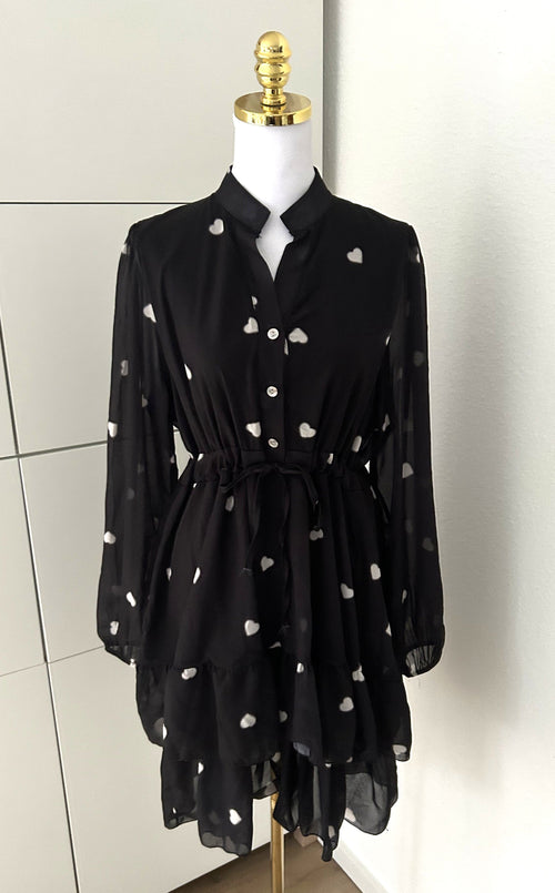 Herzchen Kleid Schwarz/Weiß