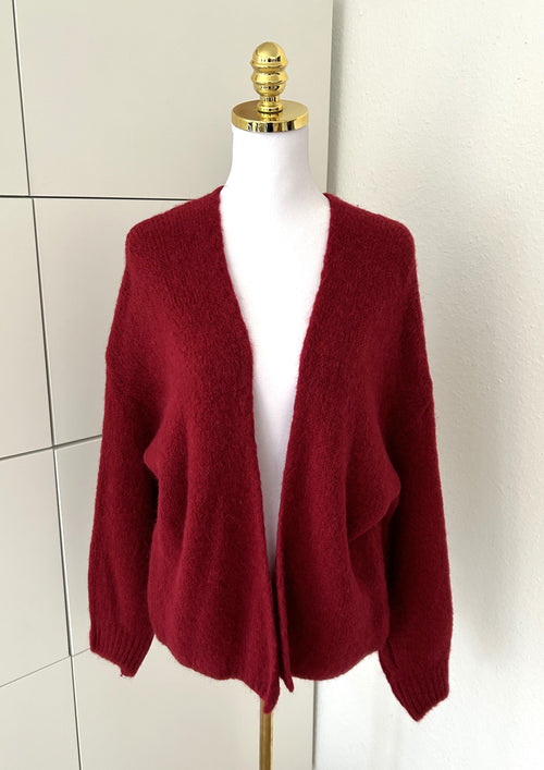 Cardigan Midi Weinrot