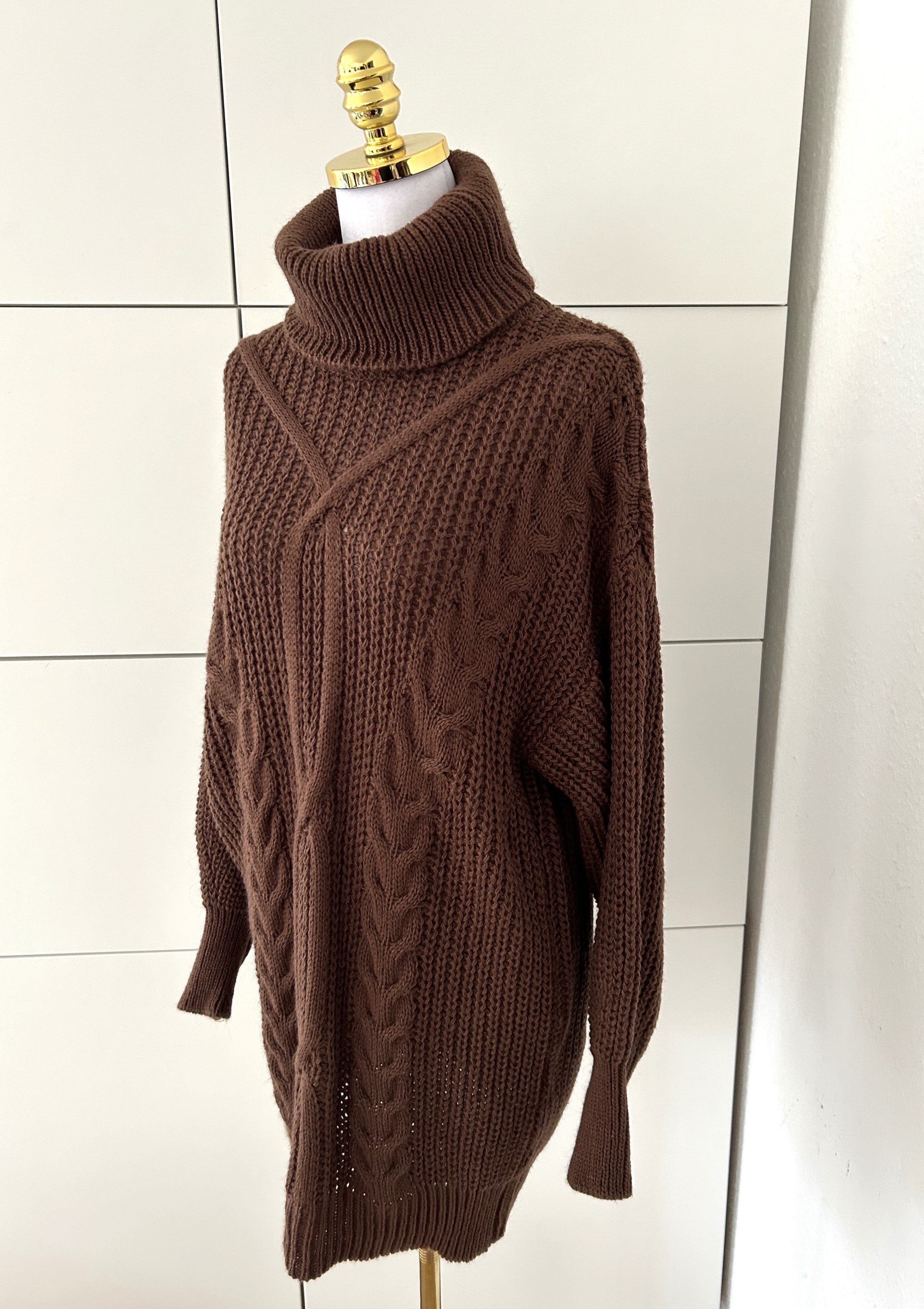 Strickpullover Zopf Braun