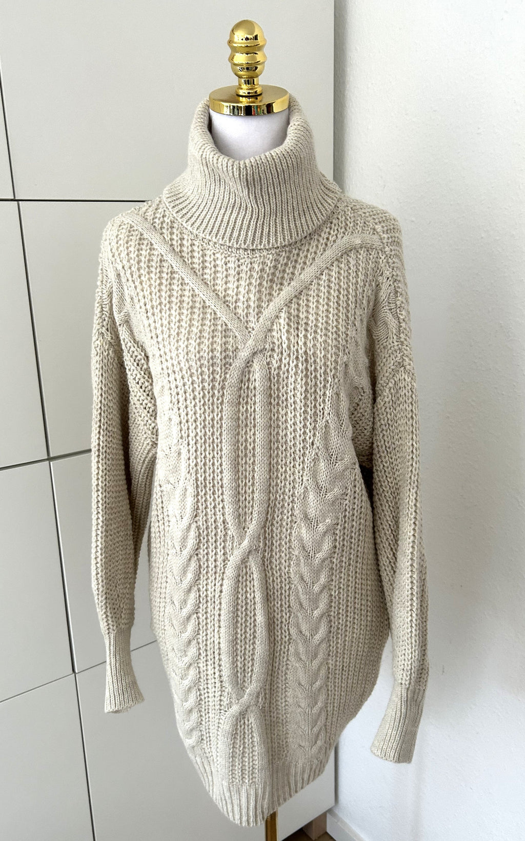 Strickpullover Zopf Creme