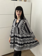 Tunika Azteken Schwarz/Weiß