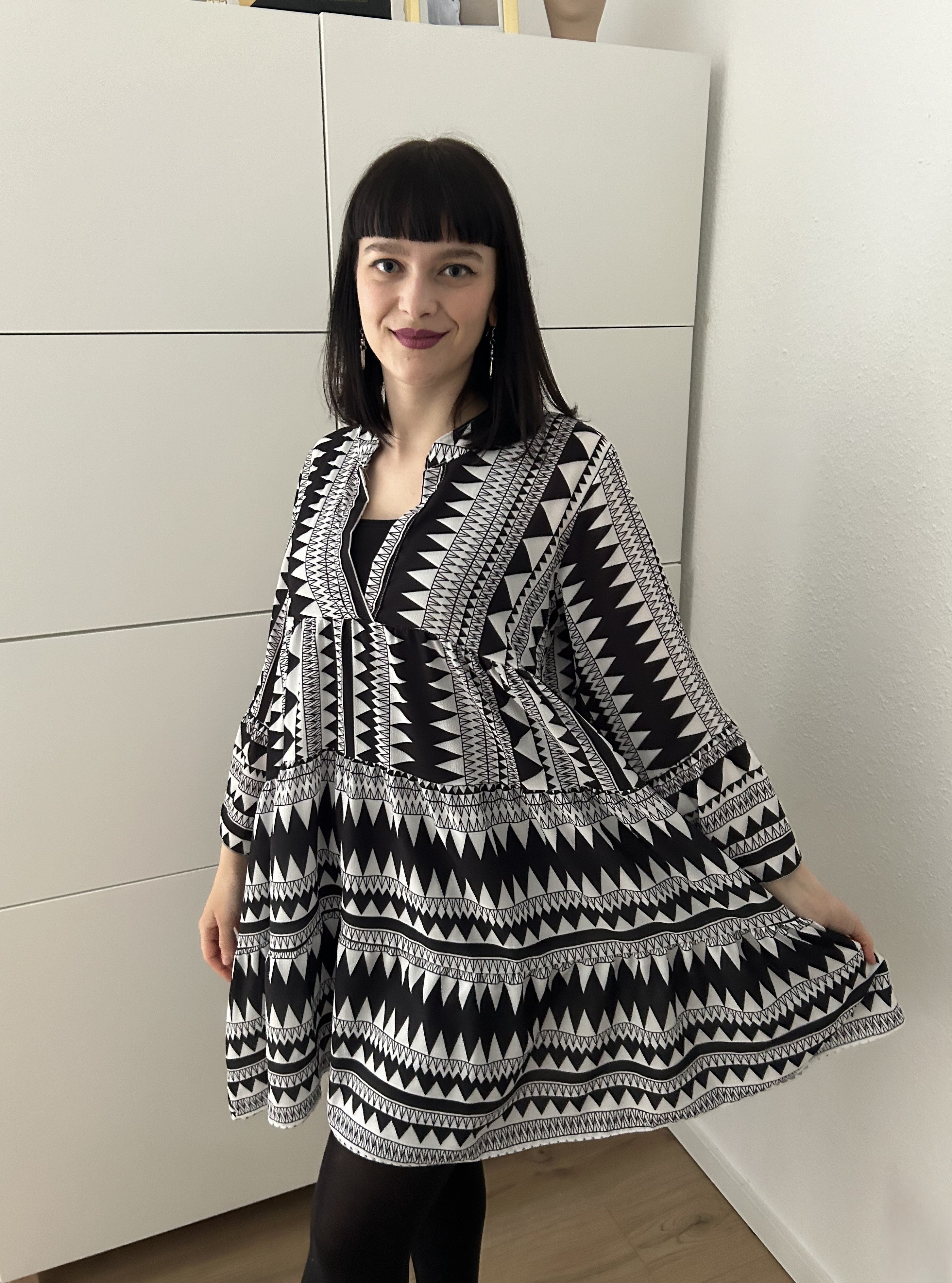 Tunika Azteken Schwarz/Weiß