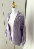 Strick Cardigan Midi Lila