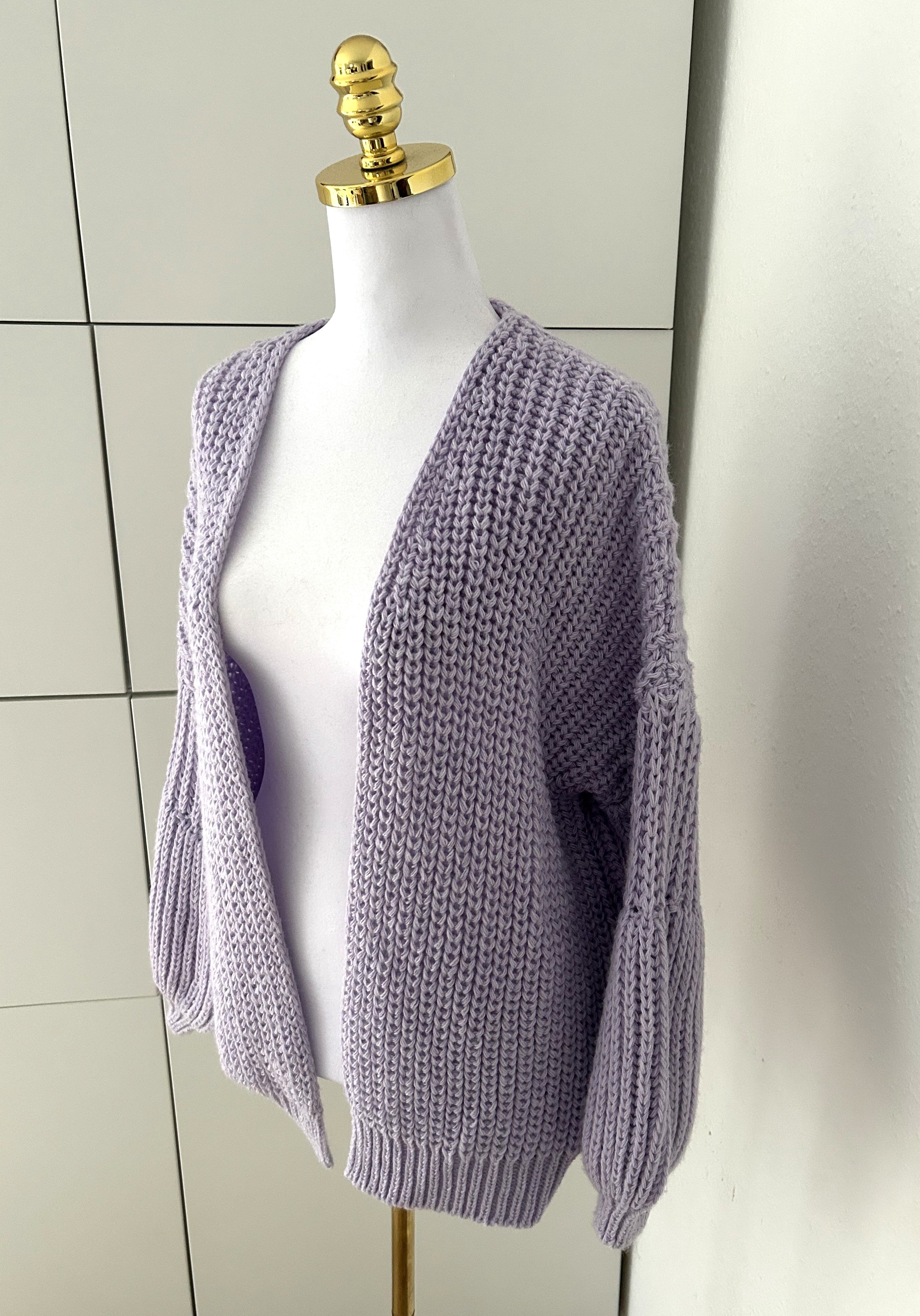 Strick Cardigan Midi Lila