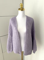 Strick Cardigan Midi Lila