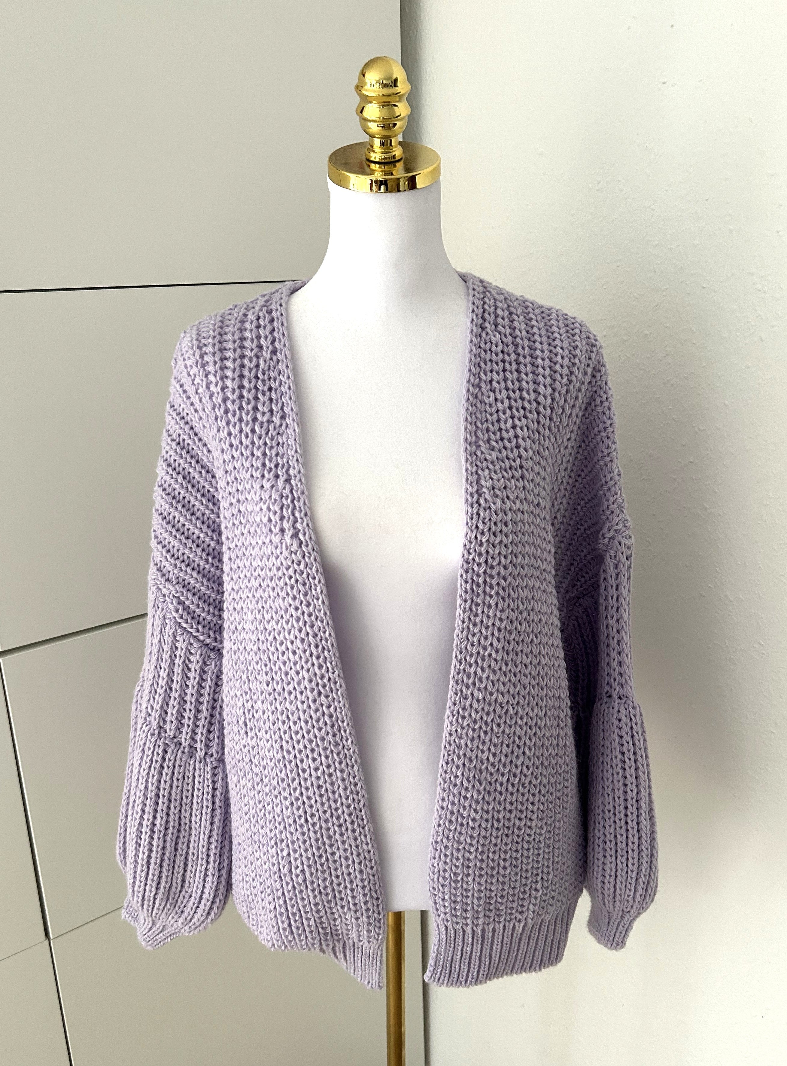 Strick Cardigan Midi Lila