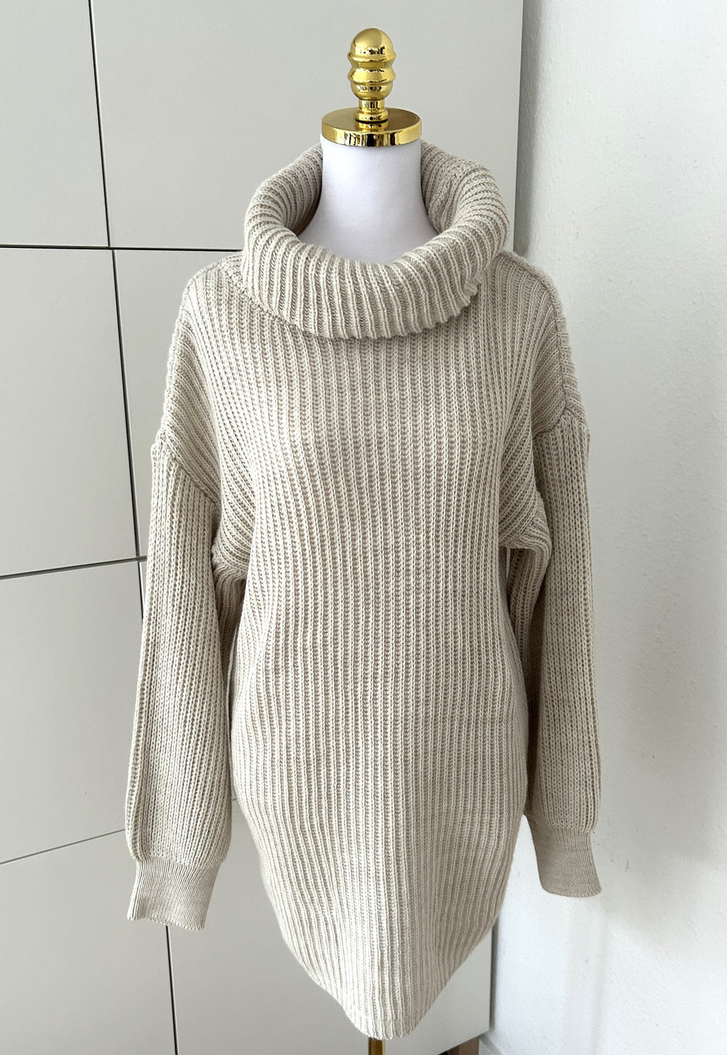 Rollkragen Strickpullover Creme