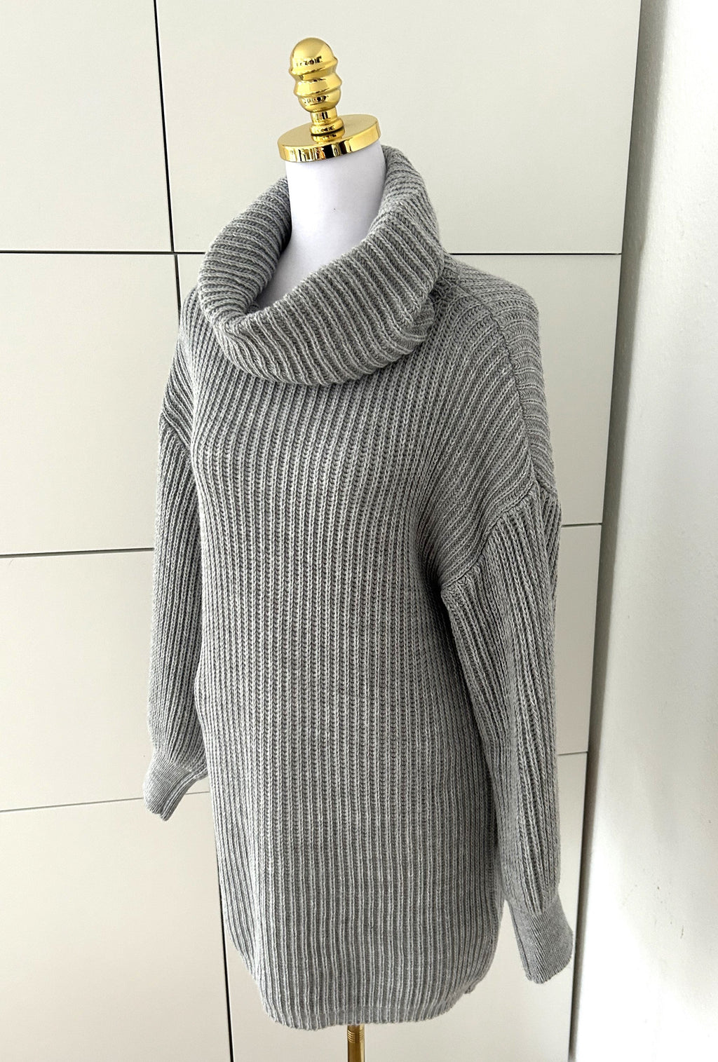 Rollkragen Strickpullover Grau