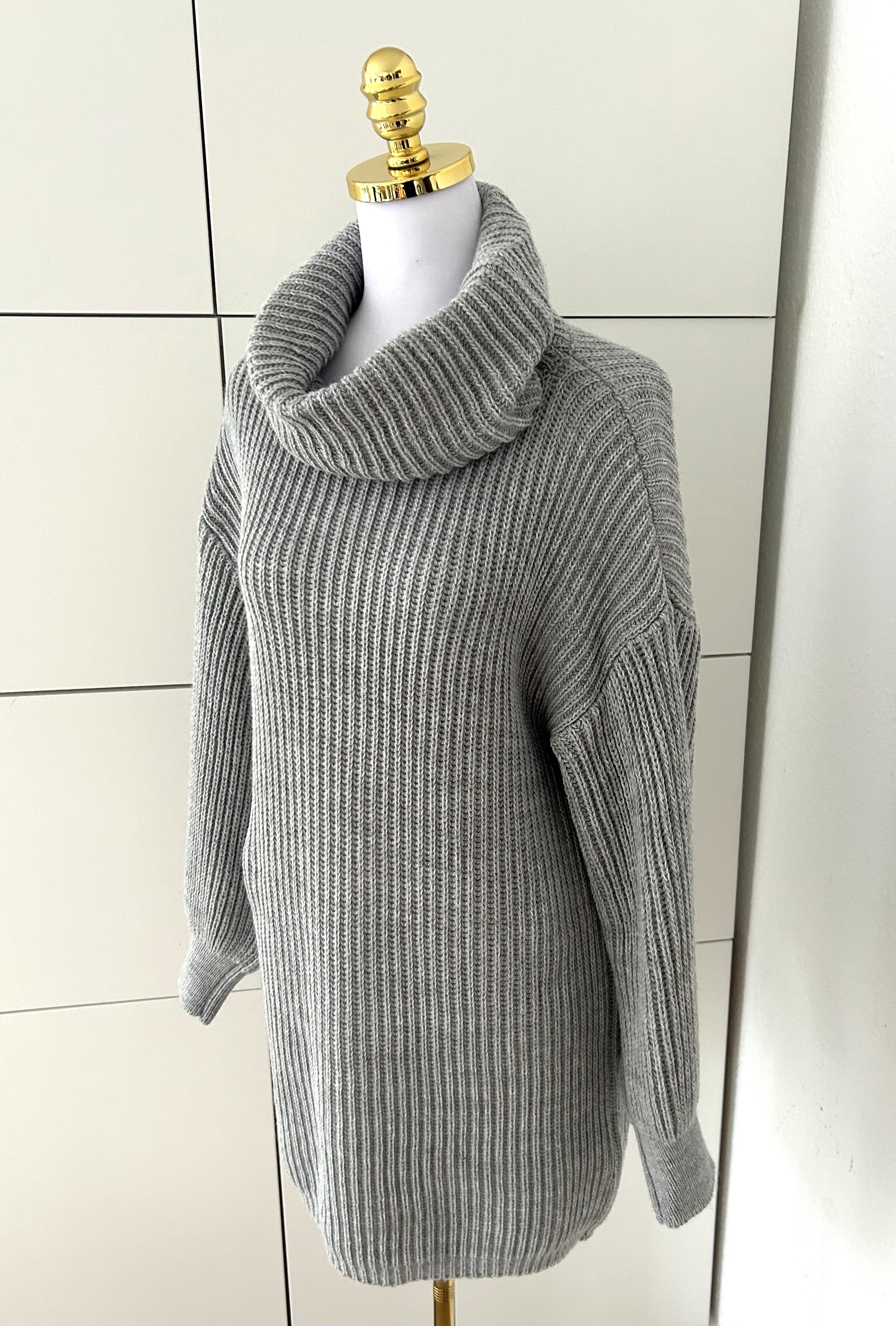 Rollkragen Strickpullover Grau