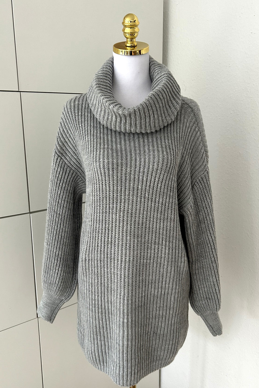 Rollkragen Strickpullover Grau