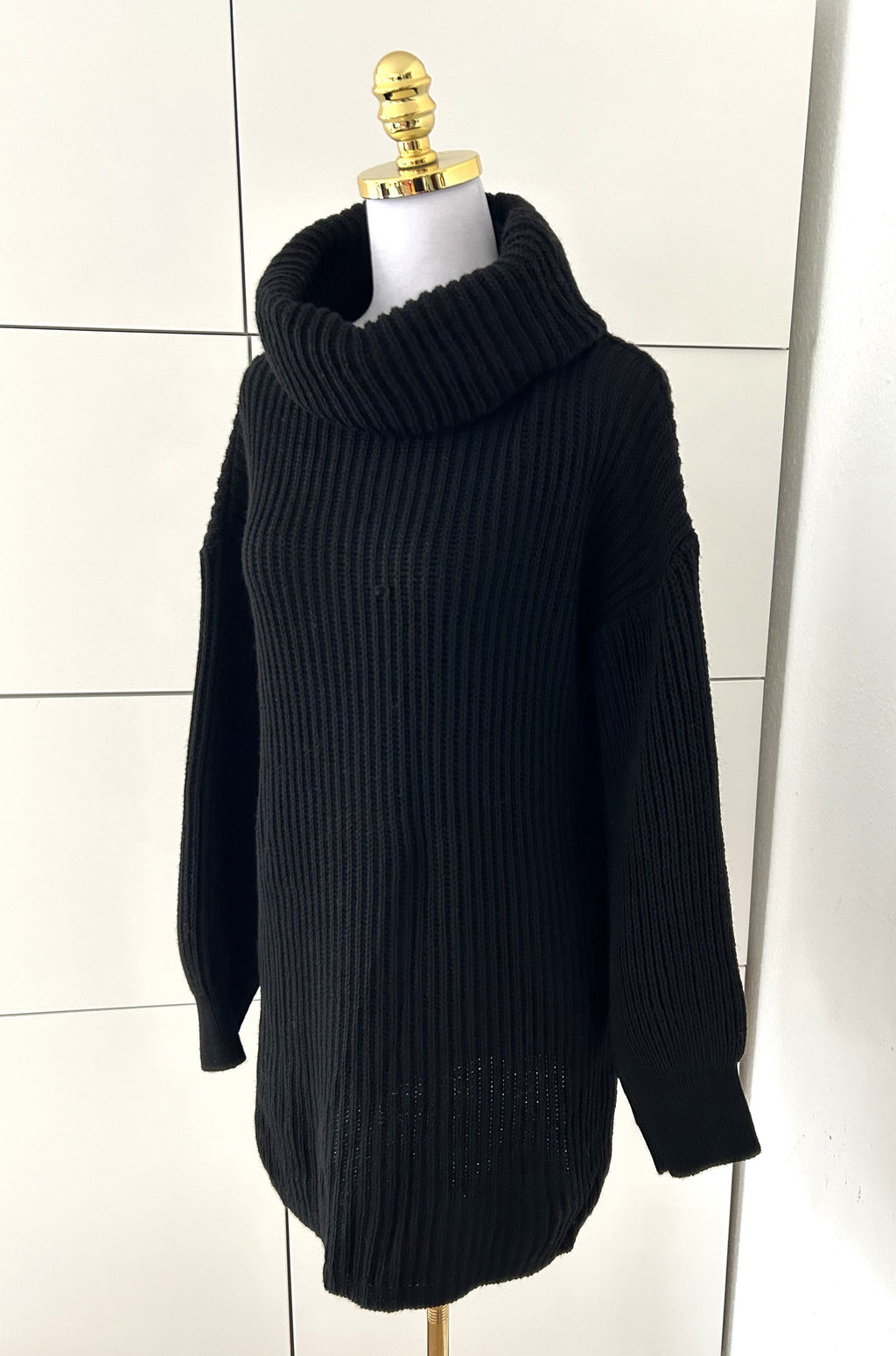 Rollkragen Strickpullover Schwarz