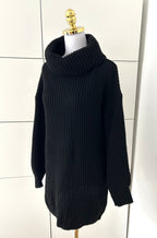 Rollkragen Strickpullover Schwarz