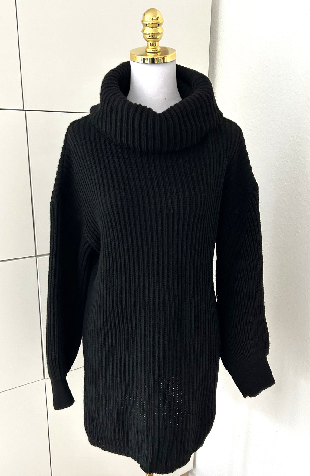 Rollkragen Strickpullover Schwarz