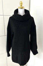 Rollkragen Strickpullover Schwarz